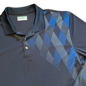 Pro Tour Golf Black and‎ Blue Long Sleeve Polo XXL